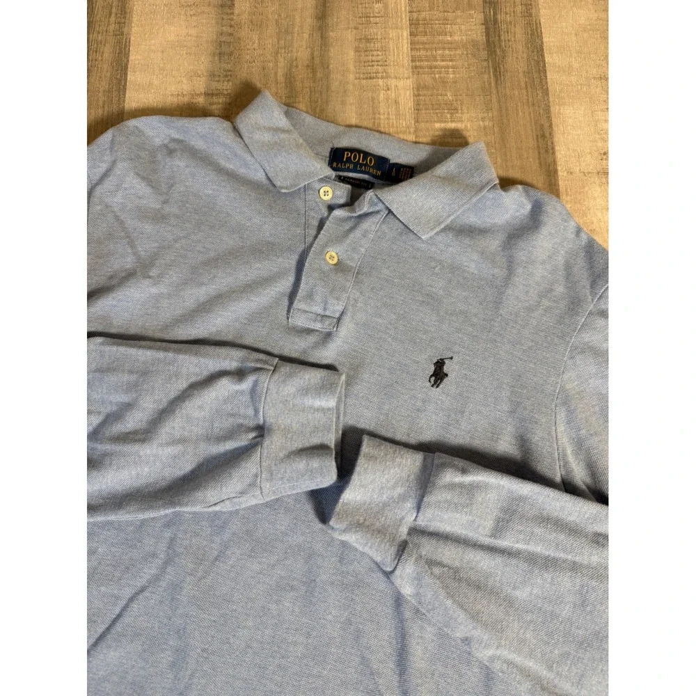 Polo Ralph Lauren Mens Long Sleeve Polo Shirt Blue Classic Fit Mens Large Preppy